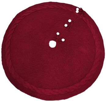 Kerstboom Mat Rok Gebreide Wollen Vloerkleed Cover Tapijt Xmas Party Home Decor Bourgondië
