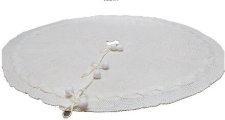 Kerstboom Mat Rok Gebreide Wollen Vloerkleed Cover Tapijt Xmas Party Home Decor wit