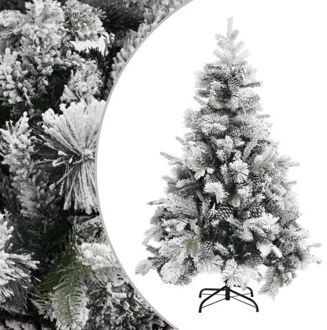 Kerstboom met dennenappels en sneeuw 150 cm PVC en PE Groen