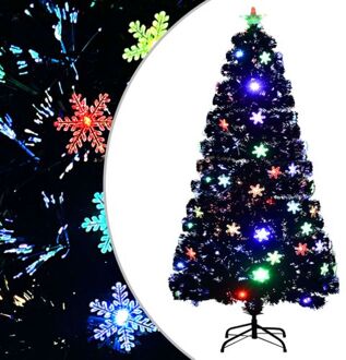 Kerstboom Met Led-sneeuwvlokken 120 Cm Glasvezel Zwart