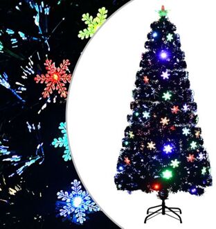 Kerstboom Met Led-sneeuwvlokken 150 Cm Glasvezel Zwart