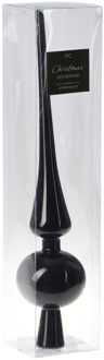 Kerstboom piek in het zwart - 27,5 cm - kunststof - glans - piek topper - Kerstversiering