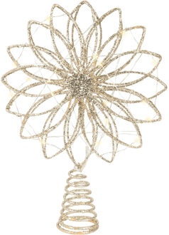 kerstboom piek ster - goud - 26 cm - led verlichting warm wit