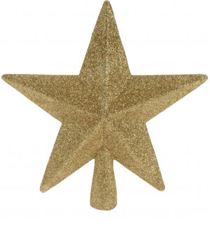 Kerstboom piek - ster - goud - glitters - 19 cm - kunststof kerstpiek - piek