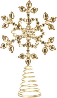 Kerstboom piek - ster vorm - goud met steentjes - H26 cm