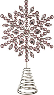 Kerstboom piek - ster vorm - lichtroze met steentjes - H26 cm