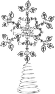 Kerstboom piek - ster vorm - zilver met steentjes - H26 cm