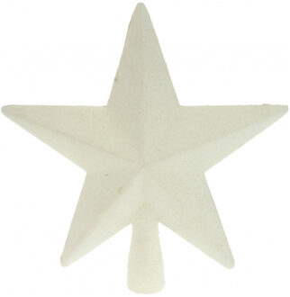 Kerstboom piek - ster - wit - glitters - 19 cm - kunststof kerstpiek - piek