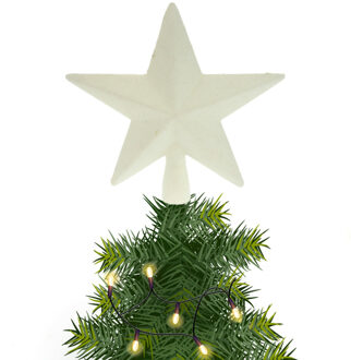 Kerstboom piek ster wit met glitters 19 cm - kerstboompieken