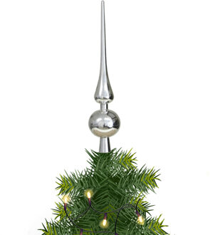Kerstboom piek - zilver - 28 cm - kunststof