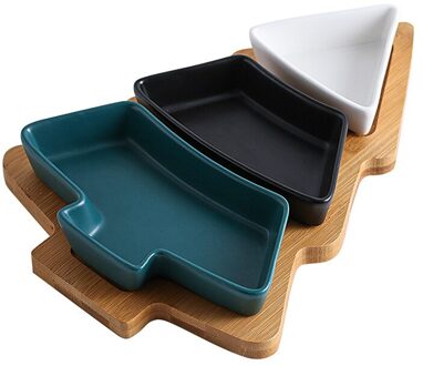 Kerstboom Plaat Keuken Diner Platen Porselein Servies Set Bone China Fruit Dienblad Salade Gerechten Keramische Hout Schotel groen Xmas Plate