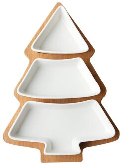 Kerstboom Plaat Keuken Diner Platen Porselein Servies Set Bone China Fruit Dienblad Salade Gerechten Keramische Hout Schotel wit Xmas Plate