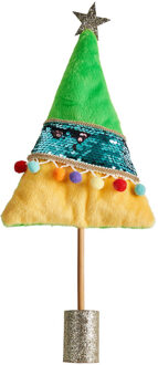 Kerstboom pompom - groen - 38 cm hoog