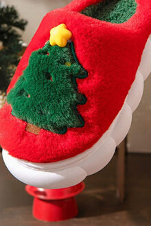 Kerstboom Slippers Pluche Rood