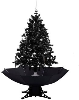 Kerstboom sneeuwend met paraplubasis 140 cm PVC zwart