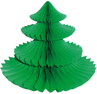 Kerstboom tafeldecoratie -groen - 16 x 20 cm - papier - brandvertragend - kerstversiering