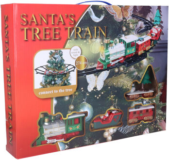 Kerstboom trein - rijdend - 23-delig - voor in de kerstboom - 274 cm - kersttrein Zwart