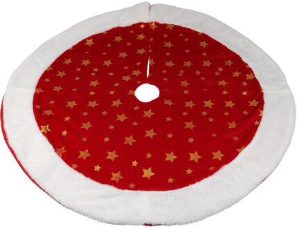 Kerstboomrok - velvet -rood met sterren - D90 cm - polyester