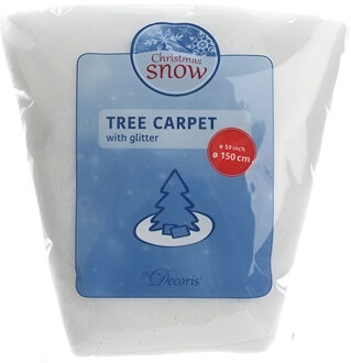 Kerstboomrok - wit met glitter - rond - D150 cm - vilt - kerstboom kleed