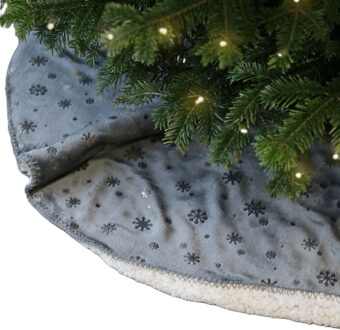 Kerstboomrok - zilver/grijs - sneeuwvlokken - D100 cm