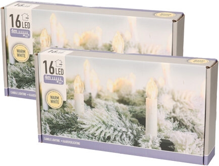 Kerstboomverlichting - 2x - kaarsen - warm wit - 4 meter - binnen - kerstverlichting