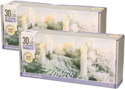 Kerstboomverlichting - 2x - kaarsen - warm wit - 7 meter - binnen - kerstverlichting