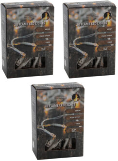 Kerstboomverlichting - Set van 3x stuks - warm wit - 20 leds - 2m - kerstversiering