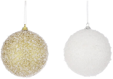 Kerstboomversiering 6x kerstballen met sneeuw 8 cm - Kerstbal Multikleur