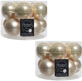 Kerstboomversiering licht parel/champagne kerstballen van glas 6 cm 20x stuks - Kerstbal Champagnekleurig