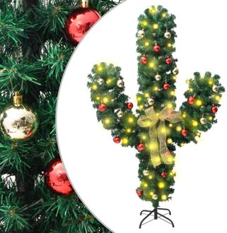 Kerstcactus met standaard en LED's 150 cm PVC groen