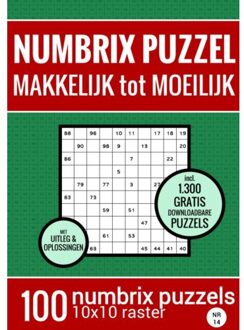 Kerstcadeau: Puzzelboek Met 100 Numbrix Puzzels - Makkelijk Tot Moeilijk - Nr.14 - Puzzelboeken & Meer