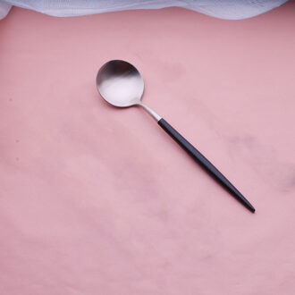 Kerstcadeau Ronde Herbruikbare Eetstokjes Lepel Set Rvs Goud Zwart-Een set lepel & Eetstokjes 1-zilver zwart lepel