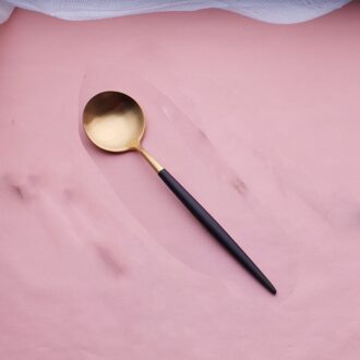 Kerstcadeau Ronde Herbruikbare Eetstokjes Lepel Set Rvs Goud Zwart-Een set lepel & Eetstokjes 1-zwart goud lepel