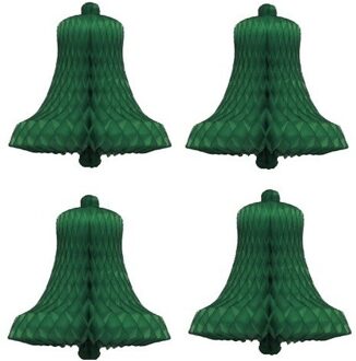 Kerstdecoratie boomversiering kerstklokjes groen 16 cm - Hangdecoratie