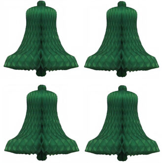 Kerstdecoratie boomversiering kerstklokjes groen 16 cm - Hangdecoratie