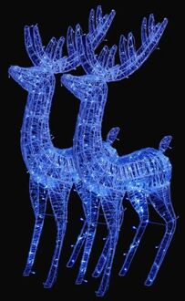 Kerstdecoratie rendier XXL 2 st 250 LED's blauw 180 cm acryl