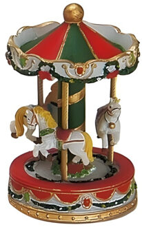 Kerstdorp - carousel - polystone - 10 cm - multikleur - draaimolen