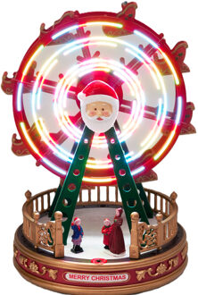 Kerstdorp kerst tafereel - reuzenrad - met beweging en led verlichting - 28 cm - kermis