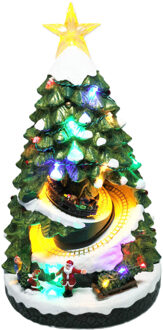 Kerstdorp kerstboom - met verlichting en beweging - 40 cm - kerstdorp beeldjes