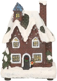 Kerstdorp kersthuisje 12 cm met LED verlichting