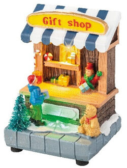 Kerstdorp kersthuisjes cadeau winkeltje met verlichting 8 x 11 cm Multi