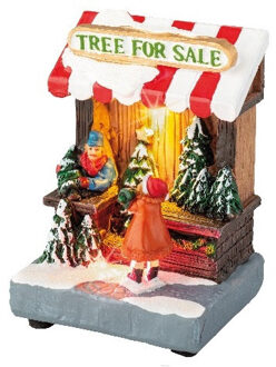 Kerstdorp kersthuisjes kerstbomen winkeltje met verlichting 8 x 11 cm