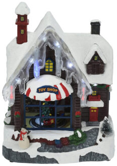 Kerstdorp speelgoedwinkel - met beweging en led verlichting - LED verlichting - 29,5 cm Multi