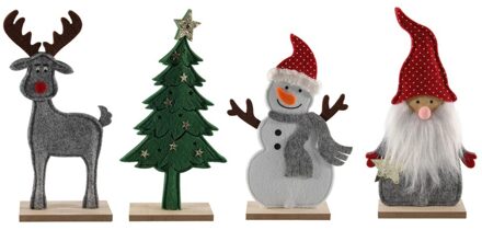 Kerstfiguur Vilt Op Houten Voet 24cm
