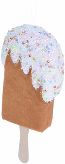 Kersthanger - ijsje - bruin - 18 cm - kunststof - kerstornamenten