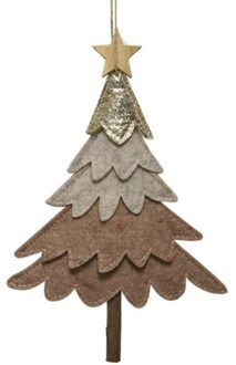 Kersthanger kerstboom vilt 24cm bruin