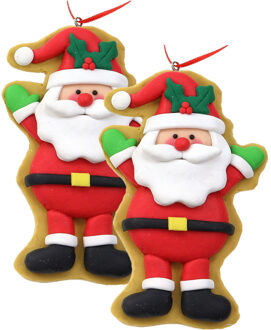 Kersthanger/kerstornament - 2x st -kerstman -2x st- kunststof - 11 cm