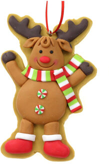 Kersthanger/kerstornament -rendier -1x st- kunststof - 11 cm Bruin