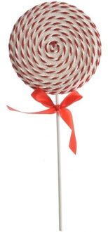 Kersthanger - lolly - snoepgoed - wit met rood - 36 cm - Kersthangers Multikleur