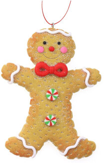 Kersthanger/ornament -gingerbread peperkoek mannetje -1x st- kunststof - 11 cm Bruin